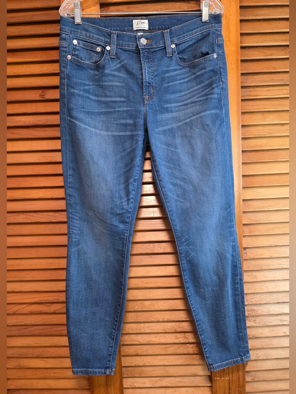 J. Crew Toothpick Skinny Jeans Size 31 Women Mid Wash Stretch Blue Denim Pants